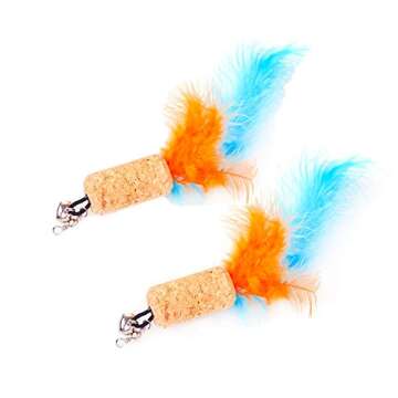 ZoyPet Cat Feather Toys Set, Cat Retractable Teaser Wand Toy, Interactive Cat Chaser Toy for Exercising Kitten or Cat, Included 2 Refills Feathers CT15-8 Cork Colorful Feather