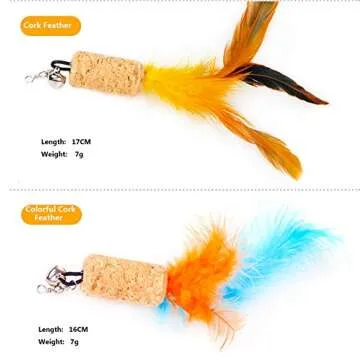 ZoyPet Cat Feather Toys Set, Cat Retractable Teaser Wand Toy, Interactive Cat Chaser Toy for Exercising Kitten or Cat, Included 2 Refills Feathers CT15-8 Cork Colorful Feather