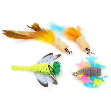 ZoyPet Cat Feather Toys Set, Cat Retractable Teaser Wand Toy, Interactive Cat Chaser Toy for Exercising Kitten or Cat, Included 2 Refills Feathers CT15-8 Cork Colorful Feather