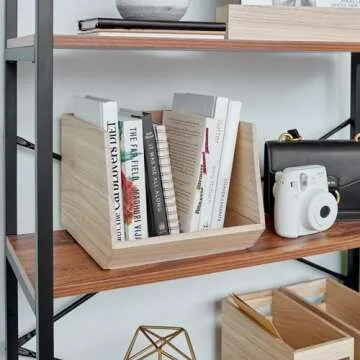 iDesign Renewable Paulownia Wood Collection Open Front Storage Bin, 11.46" x 8" x 10", Natural