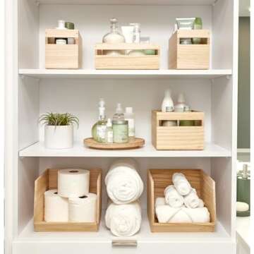 iDesign Renewable Paulownia Wood Collection Open Front Storage Bin, 11.46" x 8" x 10", Natural