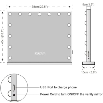 Fenair Vanity Mirror with Lights and Bluetooth Speaker