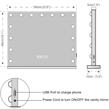 Fenair Vanity Mirror with Lights and Bluetooth Speaker