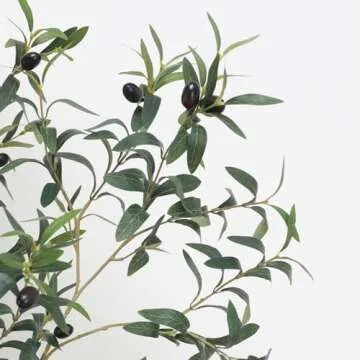 Pertivery 6FT Artificial Olive Tree, Fake Olive Tree 6 ft Faux Silk Tree Potted Large Faux Olive Branches & Fruits Artificial Tree with Warm LED Light String for Modern Home Office Indoor Decor