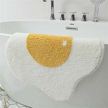 Ankah Bath Mat Cute Rug Non Slip for Bathroom, Absorbent, Extra Soft, Adorable Design, 22" x 30", Poached Eggs