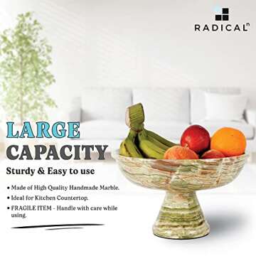 12 Inch Radicaln Green Onyx Marble Fruit Bowl for Kitchen