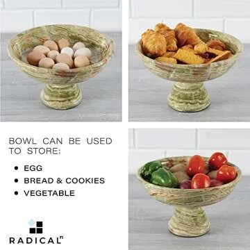 12 Inch Radicaln Green Onyx Marble Fruit Bowl for Kitchen
