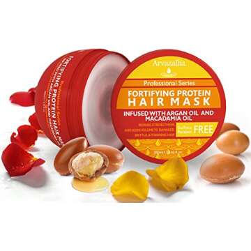Arvazallia Fortifying Protein Hair Mask and Deep Conditioner with Argan Oil and Macadamia Oil Hair R...