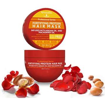 Arvazallia Fortifying Protein Hair Mask and Deep Conditioner with Argan Oil and Macadamia Oil Hair Repair Treatment for Damaged, Brittle, or Thinning Hair - Promotes Natural Hair Growth