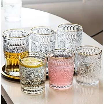 LOYUYU Set of 6 Vintage Glasses for All Beverages