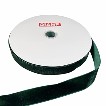 QIANF Vintage Green Velvet Ribbon for Crafting and Gifts