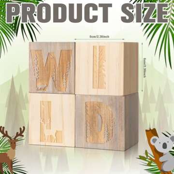 RattanView 4 Pcs Woodland Nursery Decor Blocks for Baby Room