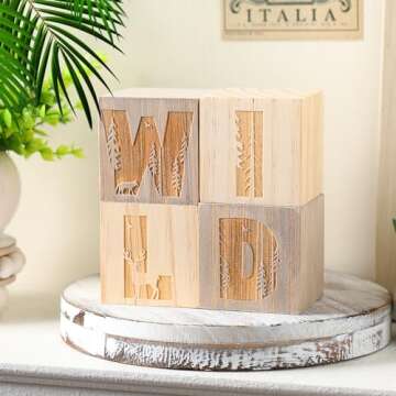 Woodland Nursery Decor Wooden Shelf Blocks for Kids