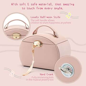 Vlando Kids Musical Jewelry Box for Girls with Drawer, Music Box with Ballerina and Stickers for Birthday Bedroom Decor, Gifts for Girls Kids - Pink