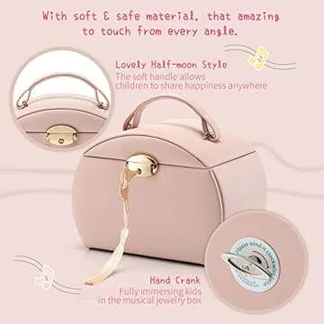 Vlando Kids Musical Jewelry Box for Girls with Drawer, Music Box with Ballerina and Stickers for Birthday Bedroom Decor, Gifts for Girls Kids - Pink