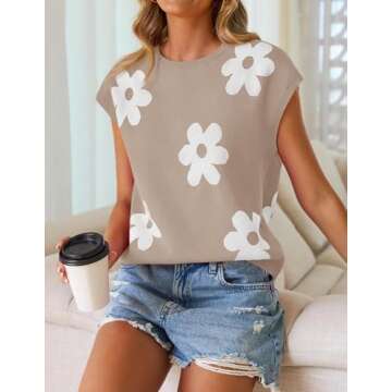 Stylish ZESICA Women's Printed Summer Tops with Cap Sleeves for 2025