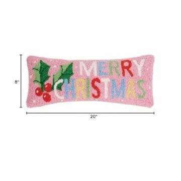 Peking Handicraft Pastel Merry Christmas Hooked Pillow