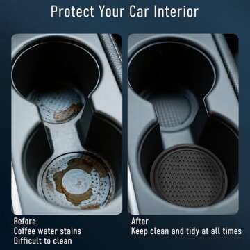 KULOLO Car Cup Holder Coaster 4 Pack - Flexible & Non-Slip