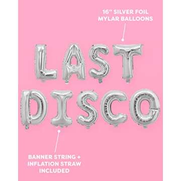 xo, Fetti Last Disco Foil Balloons - 16", Silver | Bachelorette Party Decorations, 70s, Bride Supplies, Space Cowboy Bach,