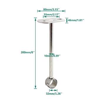 2 Pack Ceiling Mount Bracket, Stainless Steel Wardrobe Pipe Bracket Rod Holder Ceiling Holder, ULIFESTAR Shower Curtain Closet Wardrobe Rod Lever Support Holder Pipe Flange Socket 32x200mm/1.26x8''