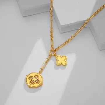 WOWORAMA Gold Coin Charm Necklace for Women - Elegant Layering Pendant