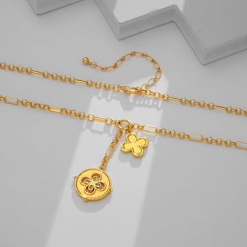 WOWORAMA Gold Coin Charm Necklace for Women - Elegant Layering Pendant
