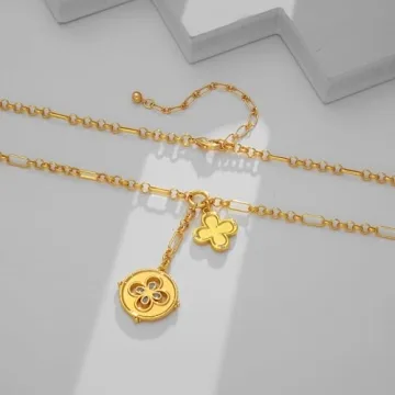 WOWORAMA Gold Coin Charm Necklace for Women - Elegant Layering Pendant