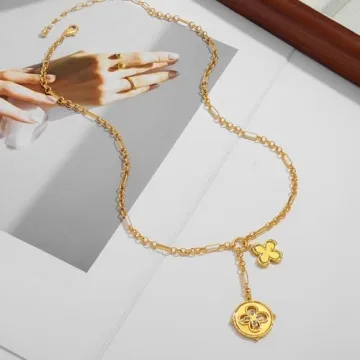 WOWORAMA Gold Coin Charm Necklace for Women - Elegant Layering Pendant