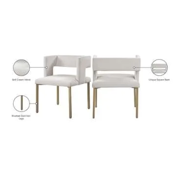 Meridian Furniture Modern Velvet Dining Chairs Set of 2