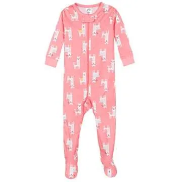 Gerber Baby Girls' Footed Pajamas - Love Llamas Pink 0-3M