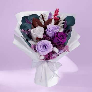 Flowers Gifts for Her, Flowers for Delivery, Preserved Roses Bouquets, Purple Roses, Birthday Gifts ...