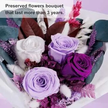 Flowers Gifts for Her, Flowers for Delivery, Preserved Roses Bouquets, Purple Roses, Birthday Gifts for Women, Mothers Day Flowers for Mom