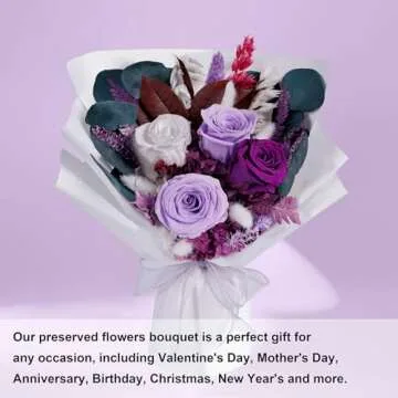 Flowers Gifts for Her, Flowers for Delivery, Preserved Roses Bouquets, Purple Roses, Birthday Gifts for Women, Mothers Day Flowers for Mom