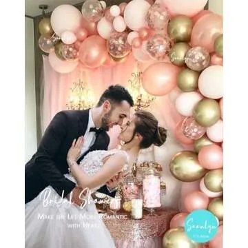 Soonlyn Rose Gold Balloons 140 Pack 12 Inch Gold and Pink Balloons and Pink Confetti Balloons Garland Arch Kit for Bridal Shower Baby Shower Party Decoration
