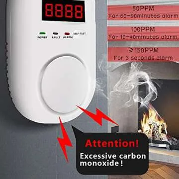 Colorwell Carbon Monoxide Detectors Portable Carbon Monoxide Detector for Travel Plug in Wall with LED Digital Display Voice Light Plug and Play