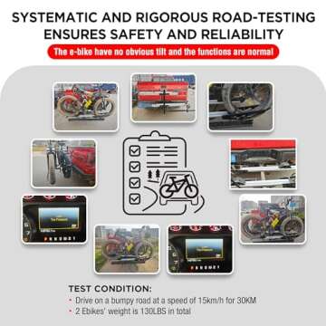 Rockland Foldable 2-Ebike Rack with Ramp, 200 lbs Capacity, Hitch Mount Electric Bike Rack, Fits up to 5" Fat Tire Width and 50" Wheelbase, Ebike Carrier Rack for 2" Receiver for Cars SUVs Vans RVs