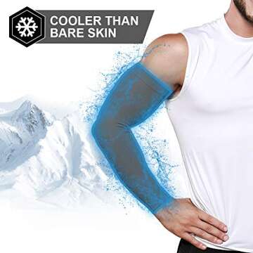 Vorshape 2 Pairs Sun UV Protection Cooling Arm Sleeves for Men & Women, UPF 50 Arm Cover, Black & De...