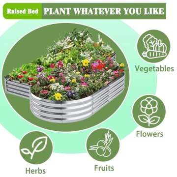 Besebay Galvanized Raised Garden Bed, Gardening, Vegetable, Flower Planting Bed, Oval Metal Garden Box Outdoor, Large Metal Garden Box 8×4×1 ft(Silver)