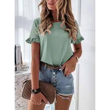 PRETTYGARDEN Women’s Casual Ruffle Tee for Summer Style