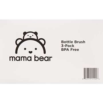 Amazon Brand - Mama Bear Bottle Brush (Pack of 3), White