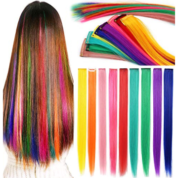 Rhyme 9 PCS Colored Hair Extensions Clip In 21 inch Straight Multicolored Hair Extensions Accessorie...