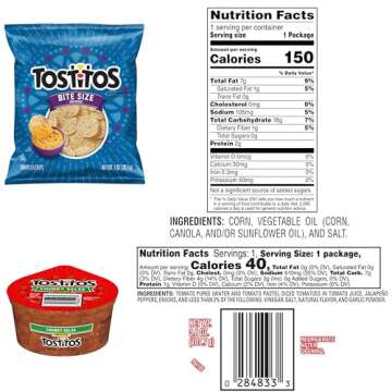 Frito Lay Tostitos Bitesize Rounds Chips and Salsa Dip Cups Variety Pack, (Pack of 24)