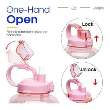 Giotto Large 1 Gallon/128oz (When Full) Motivational Water Bottle with Time Marker & Straw, Leakproof Tritan BPA Free, Ensure You Drink Enough Water Daily for Fitness, Gym and Sports-Light Pink