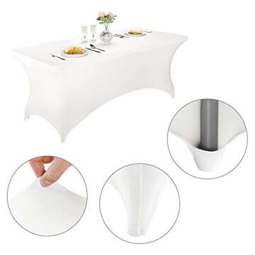 LZY Spandex Fitted Stretch Table Cover for 6 ft or 4ft or 8ft Folding Table, Rectangular Cocktail Tablecloth, Perfect for Party or Banquet