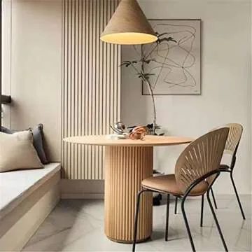 NIUYAO Round Solid Wood Dining Table Natural, 47.2" W Circular Tabletop for Dining Room Kitchen Leisure Coffee Table