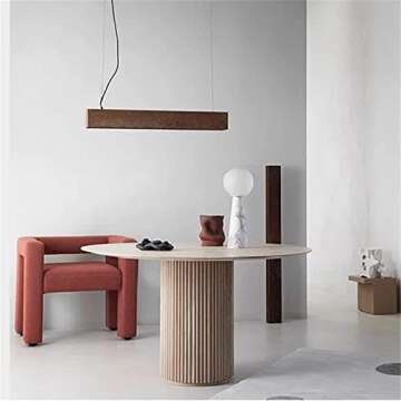 NIUYAO Round Solid Wood Dining Table Natural, 47.2" W Circular Tabletop for Dining Room Kitchen Leisure Coffee Table