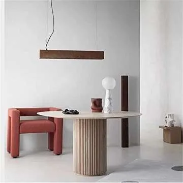 NIUYAO Round Solid Wood Dining Table Natural, 47.2" W Circular Tabletop for Dining Room Kitchen Leisure Coffee Table