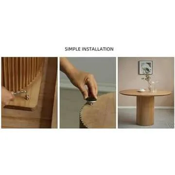 NIUYAO Round Solid Wood Dining Table Natural, 47.2" W Circular Tabletop for Dining Room Kitchen Leisure Coffee Table