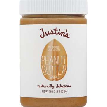 JUSTIN'S Classic No Stir Gluten-Free Peanut Butter Spread, 28 Ounce Jar (Pack of 2)