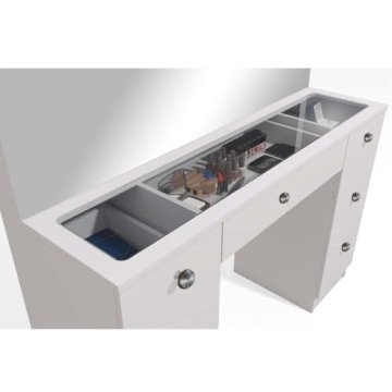 Boahaus Makeup Vanity Desk with LED, White, 7 Storage Drawers